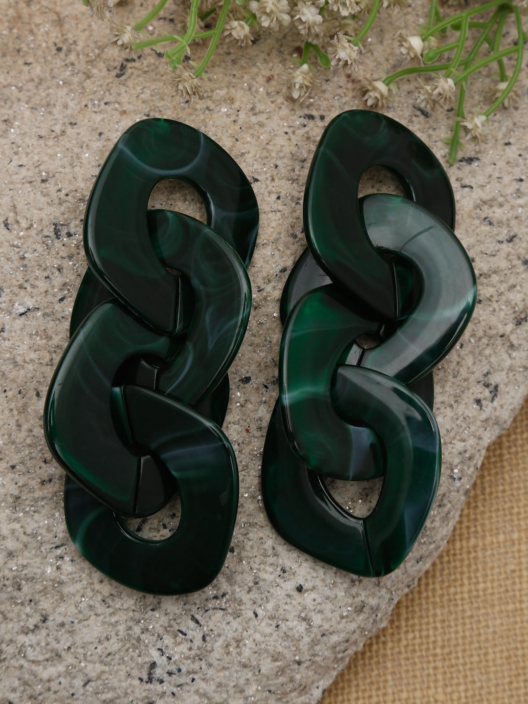 

Celena Cole By YouBella Women Green Contemporary Drop Earrings