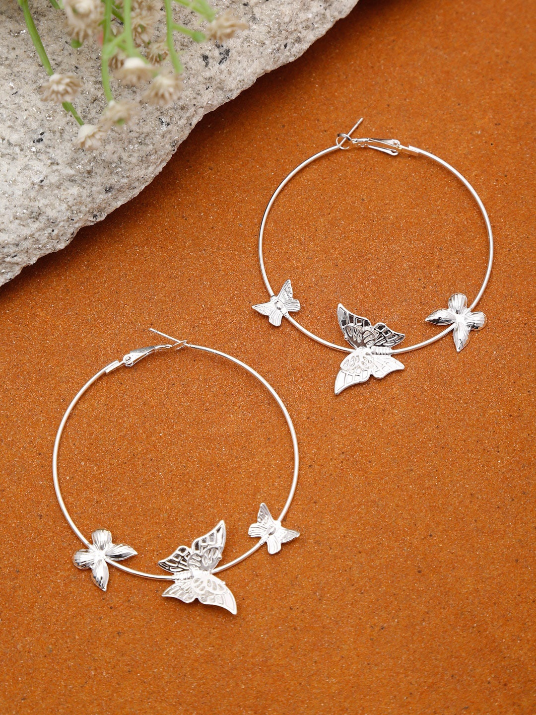 

Celena Cole Silver-Toned Contemporary Hoop Earrings