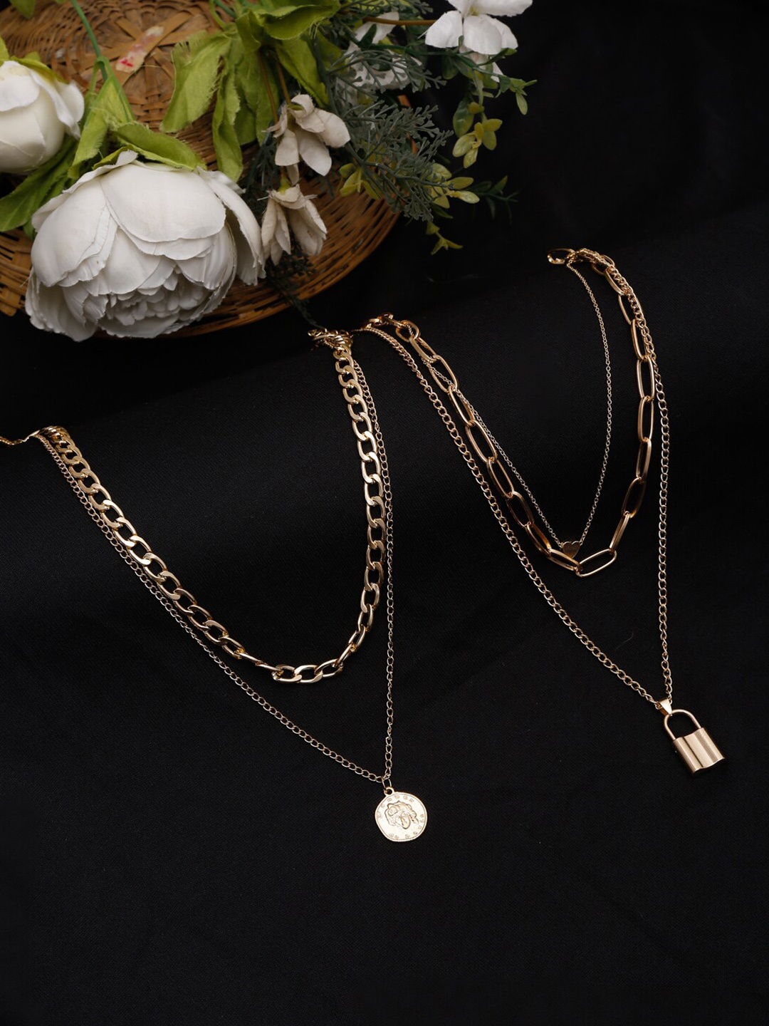 

Celena Cole Set of 2 Gold-Toned Gold-Plated Layered Necklaces
