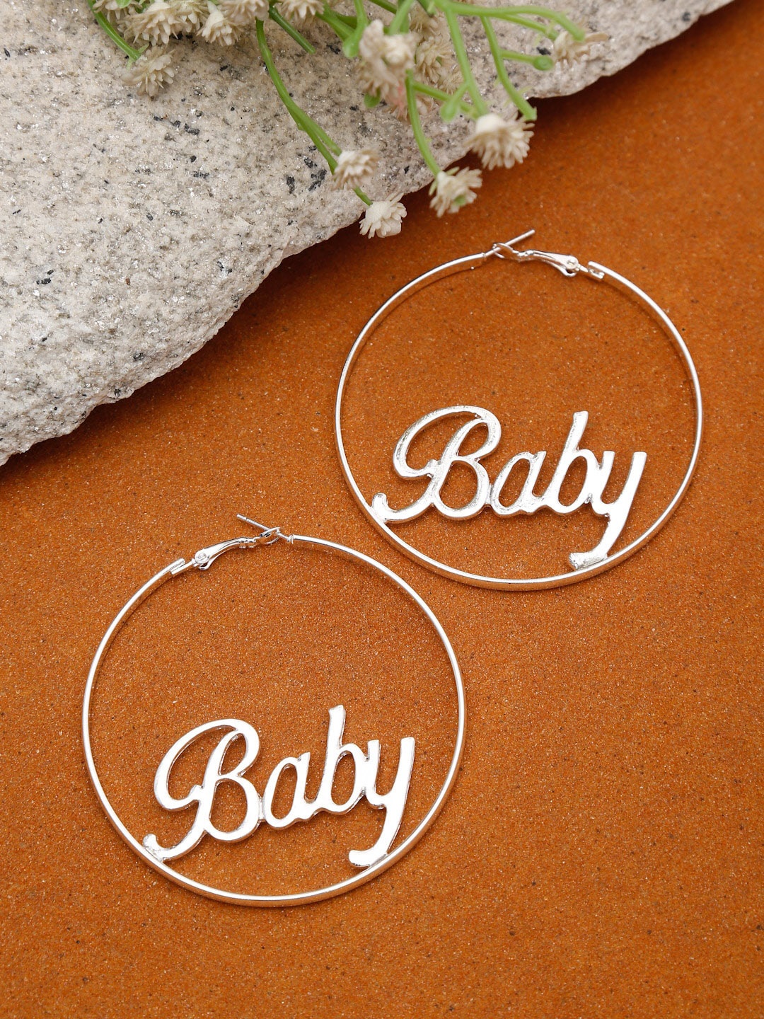 

Celena Cole Silver-Plated Contemporary Hoop Earrings