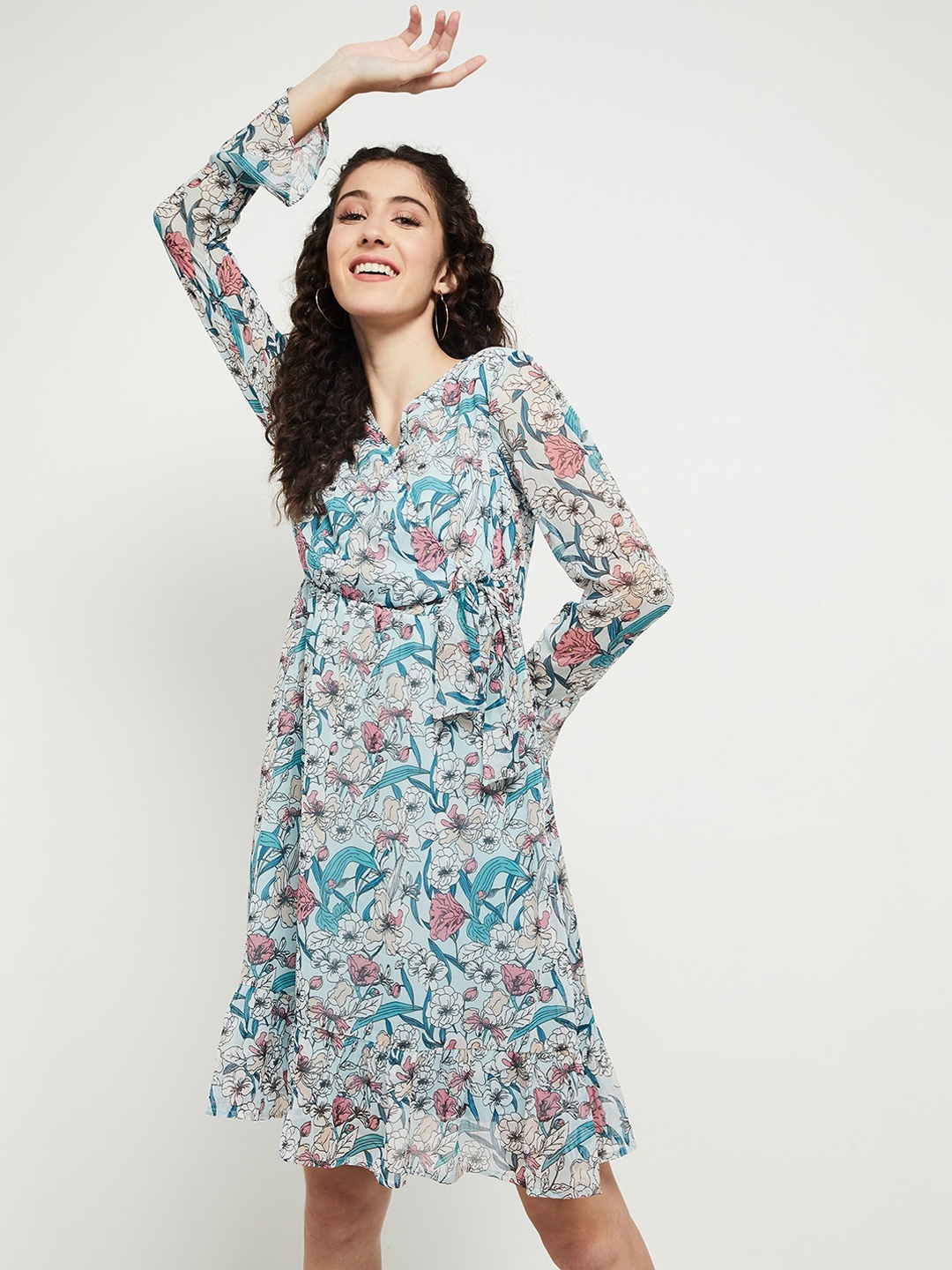 

max Blue Floral Dress