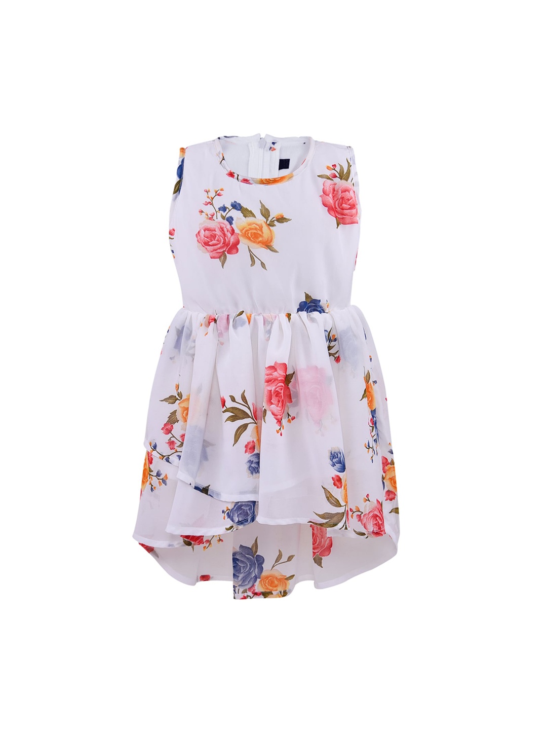 

Wish Karo Girls White Floral Georgette Fit & Flare Dress