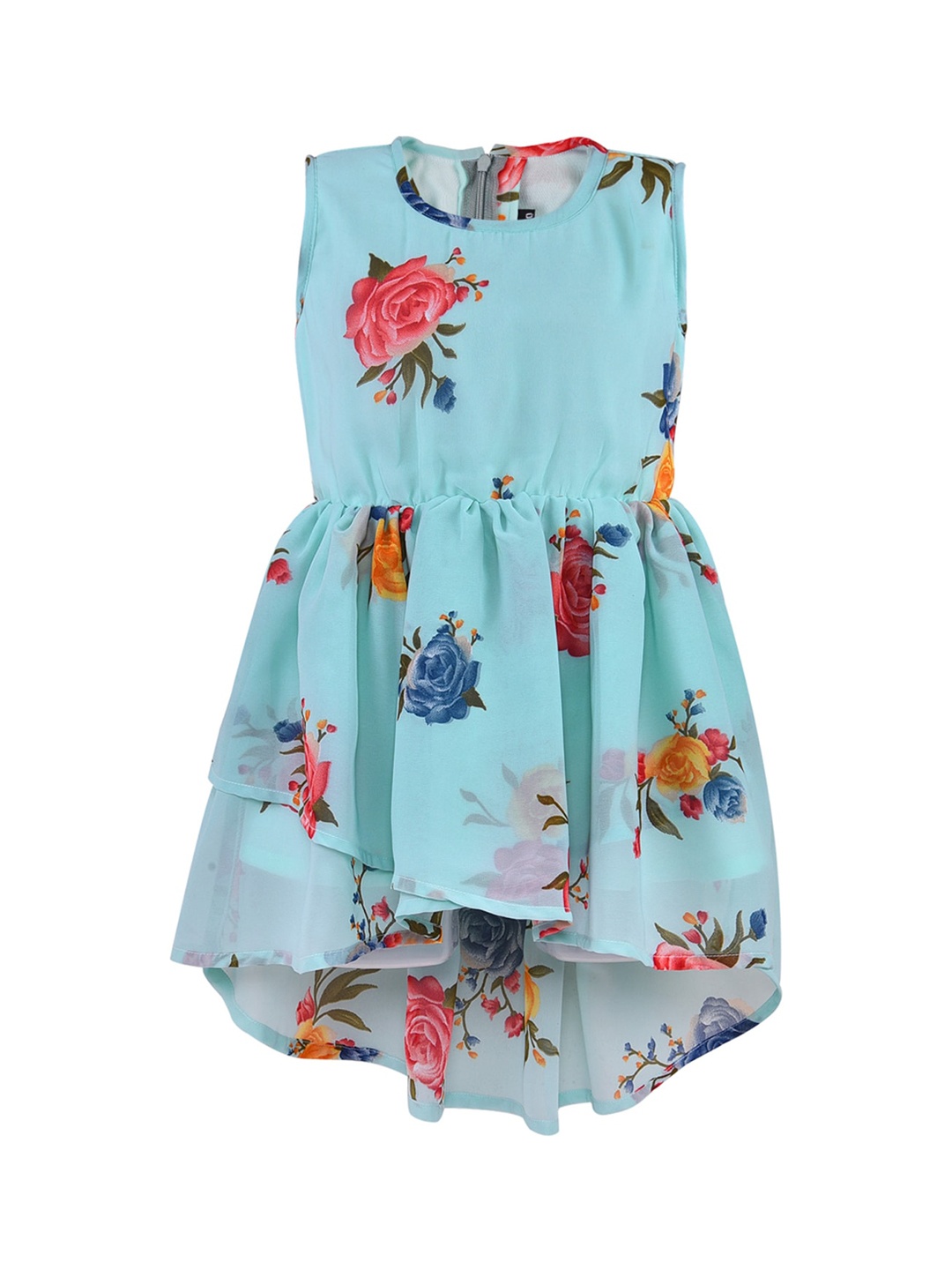 

Wish Karo Girls Blue & Pink Floral Georgette Dress