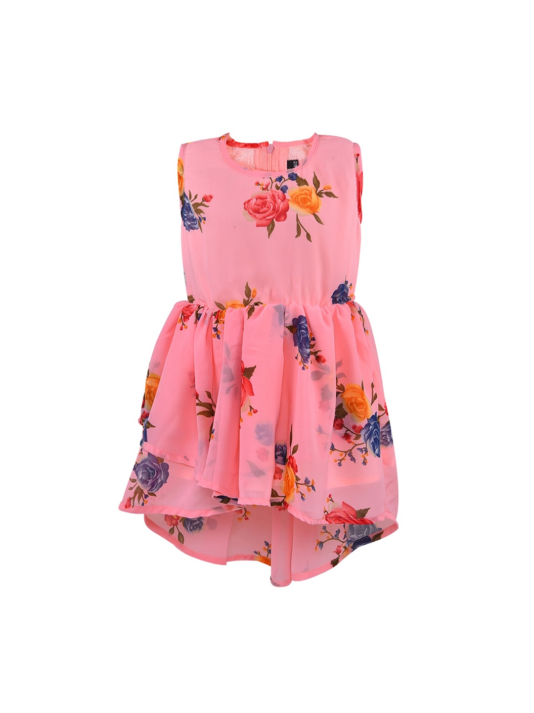 

Wish Karo Girls Pink Floral Georgette Fit & Flare Dress