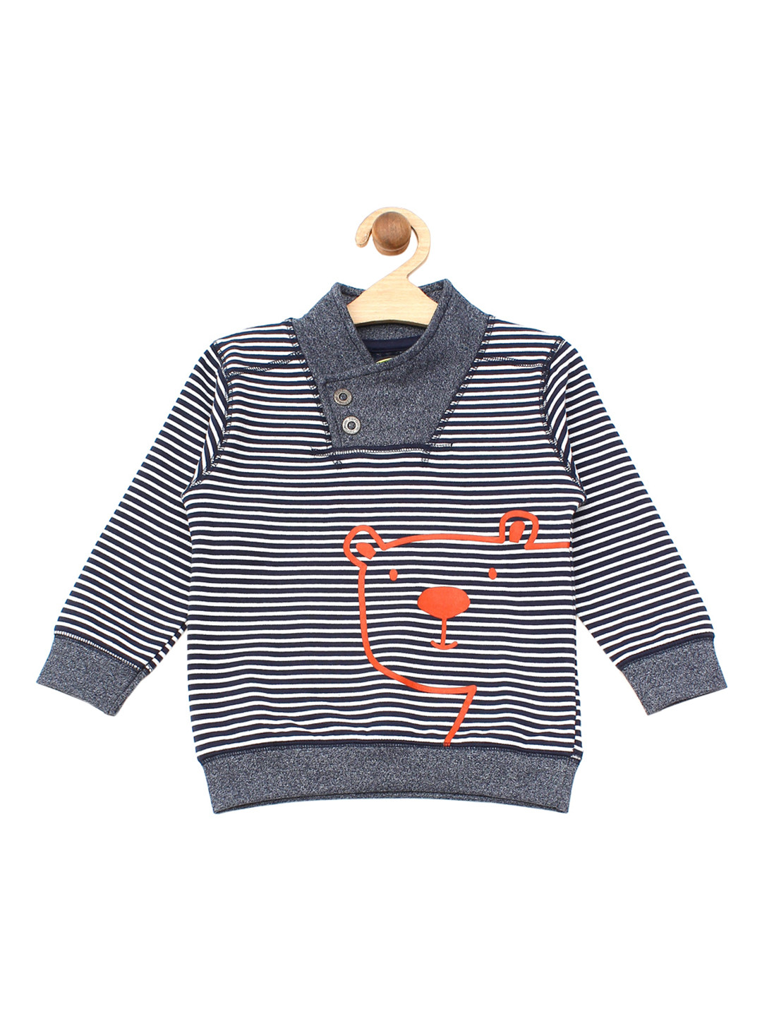 

Lil Lollipop Kids Grey Striped Cotton Sweatshirt