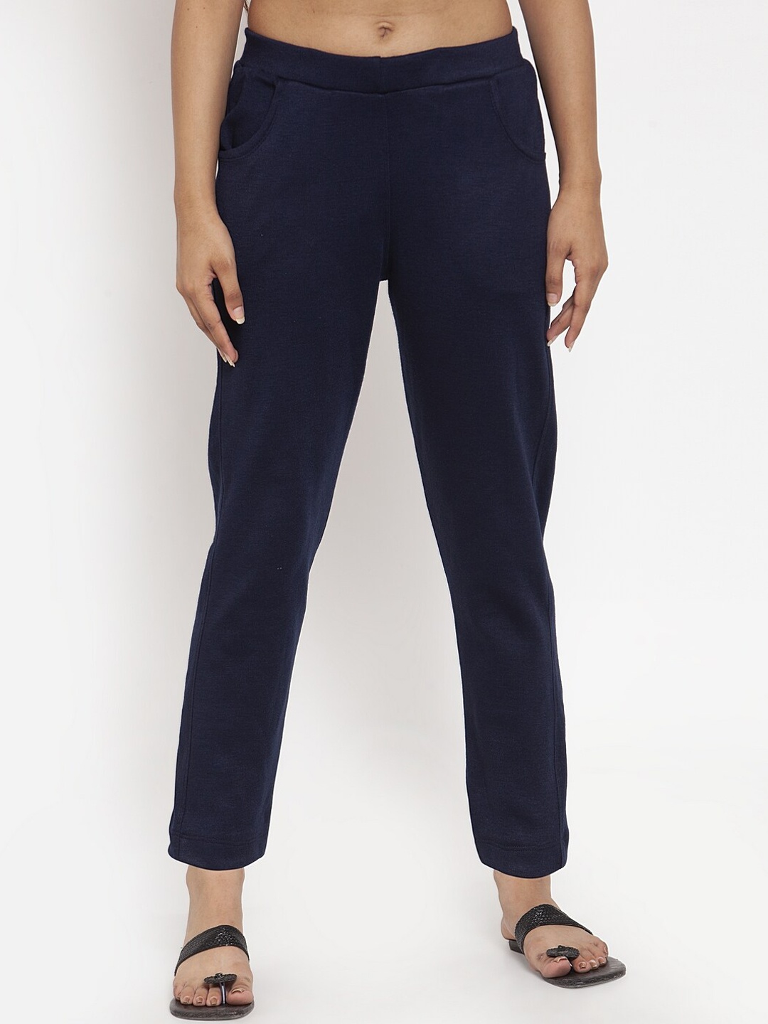 

TAG 7 Women Navy Blue Solid Ankle-Length Leggings