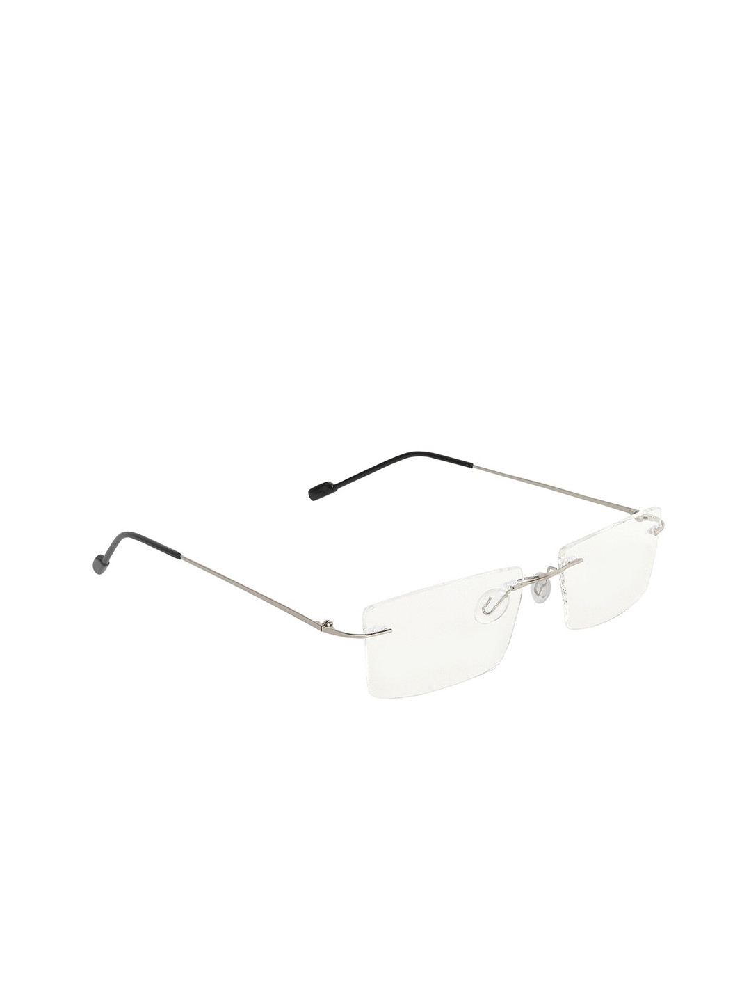 

SCAGLIA Unisex Clear Lens & Silver-Toned Rectangle Sunglasses with UV Protected Lens, Transparent