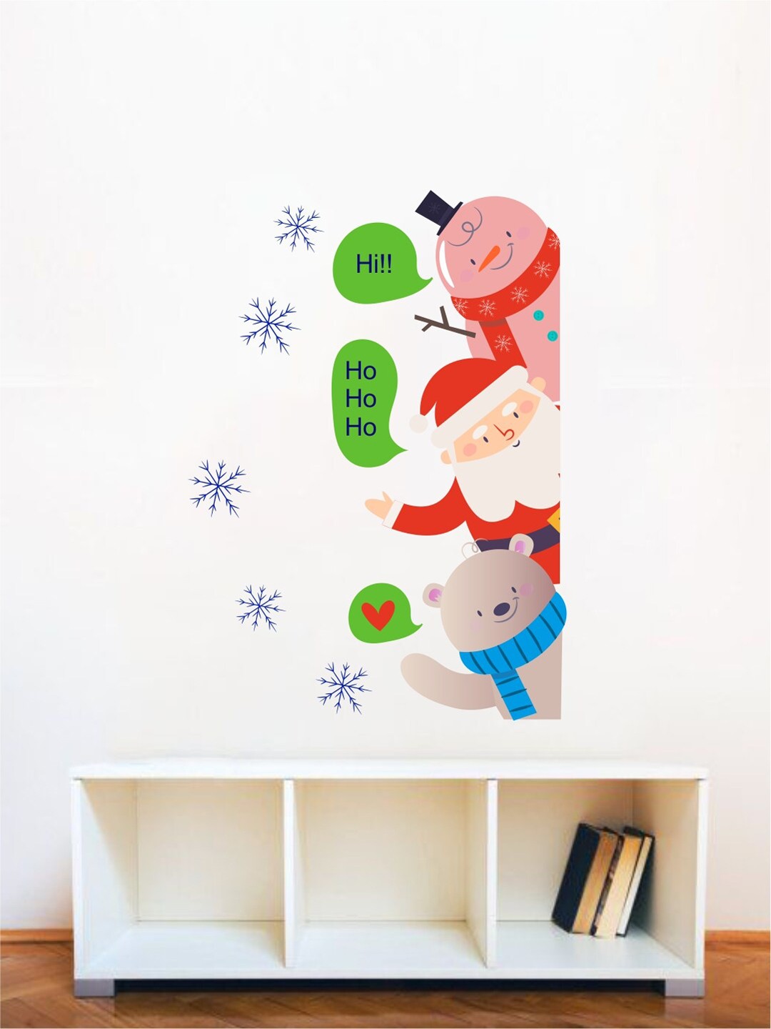 

decal O decal Santa-Bear-Snowman Self Adhesive Wall Poster, Red