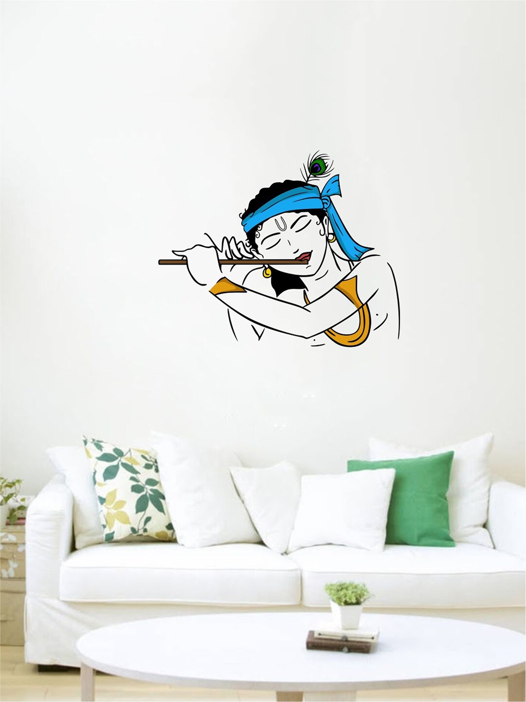 

decal O decal Lord Krishna With Flute Wall Sticker, White