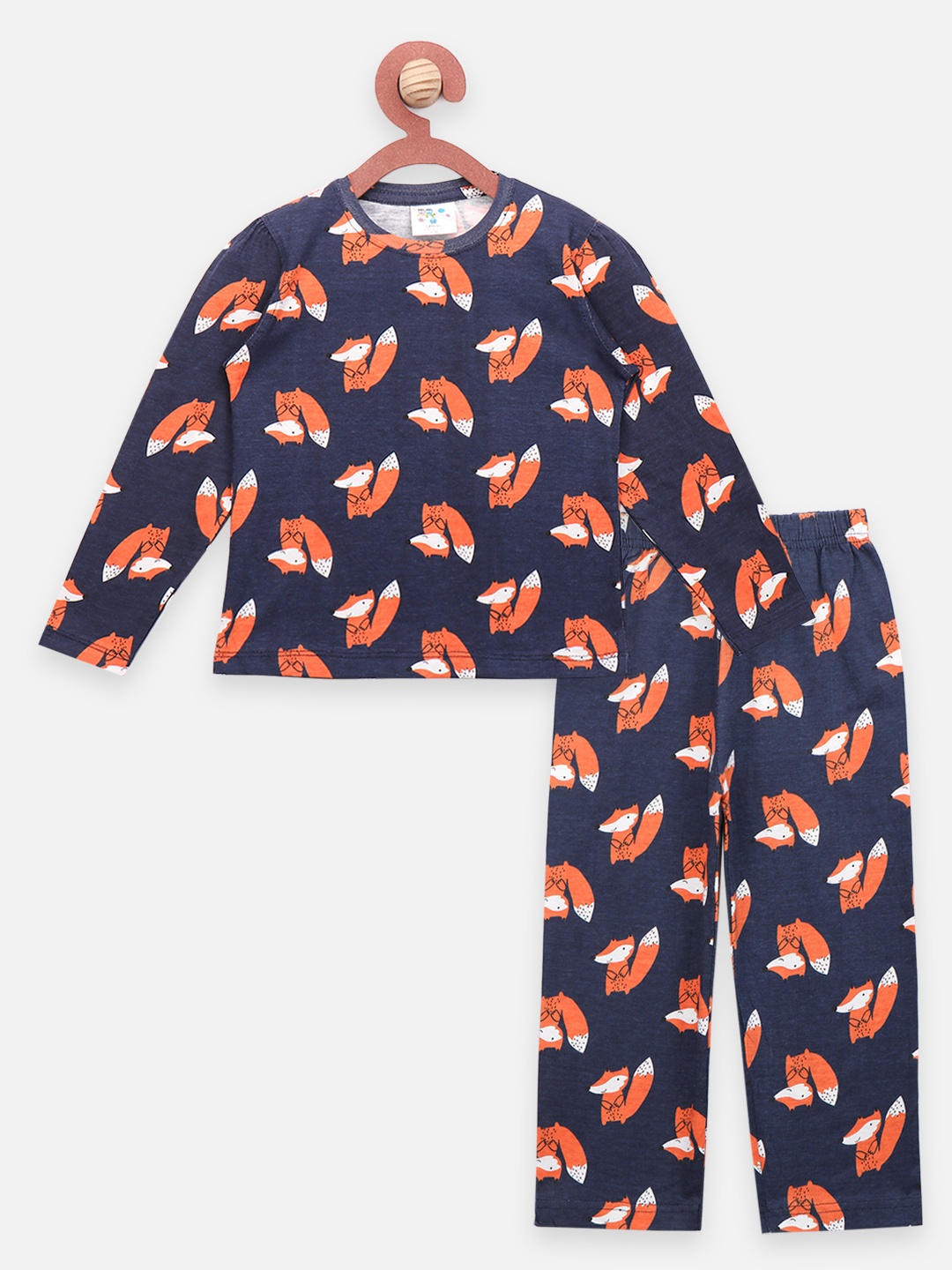 

LilPicks Boys Blue & Orange Printed Night suit