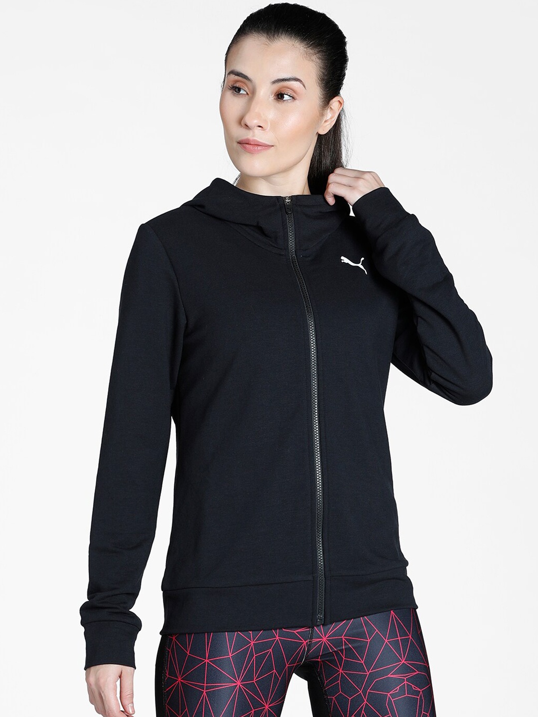 

Puma Women Black Modern Sport dryCELL Graphic Full Zip Hoodie