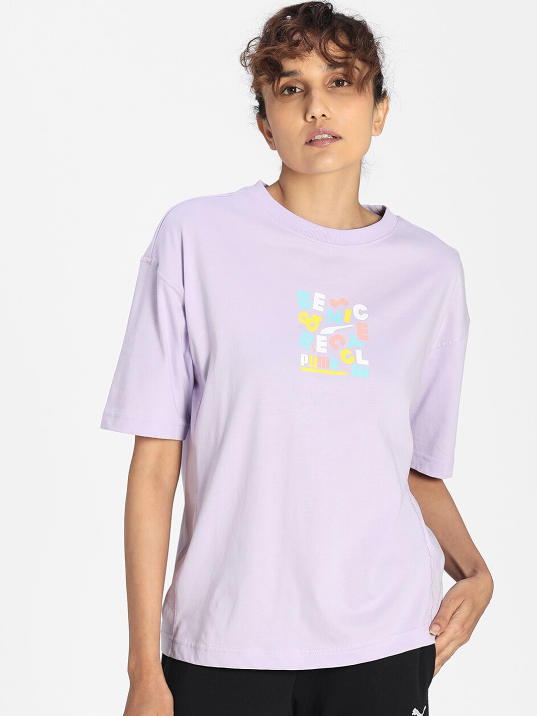 

Puma Women Purple & christmas silver T-shirt