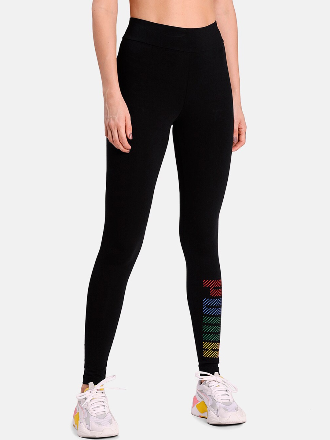 

Puma Women Black Brand Logo Printed Leggings