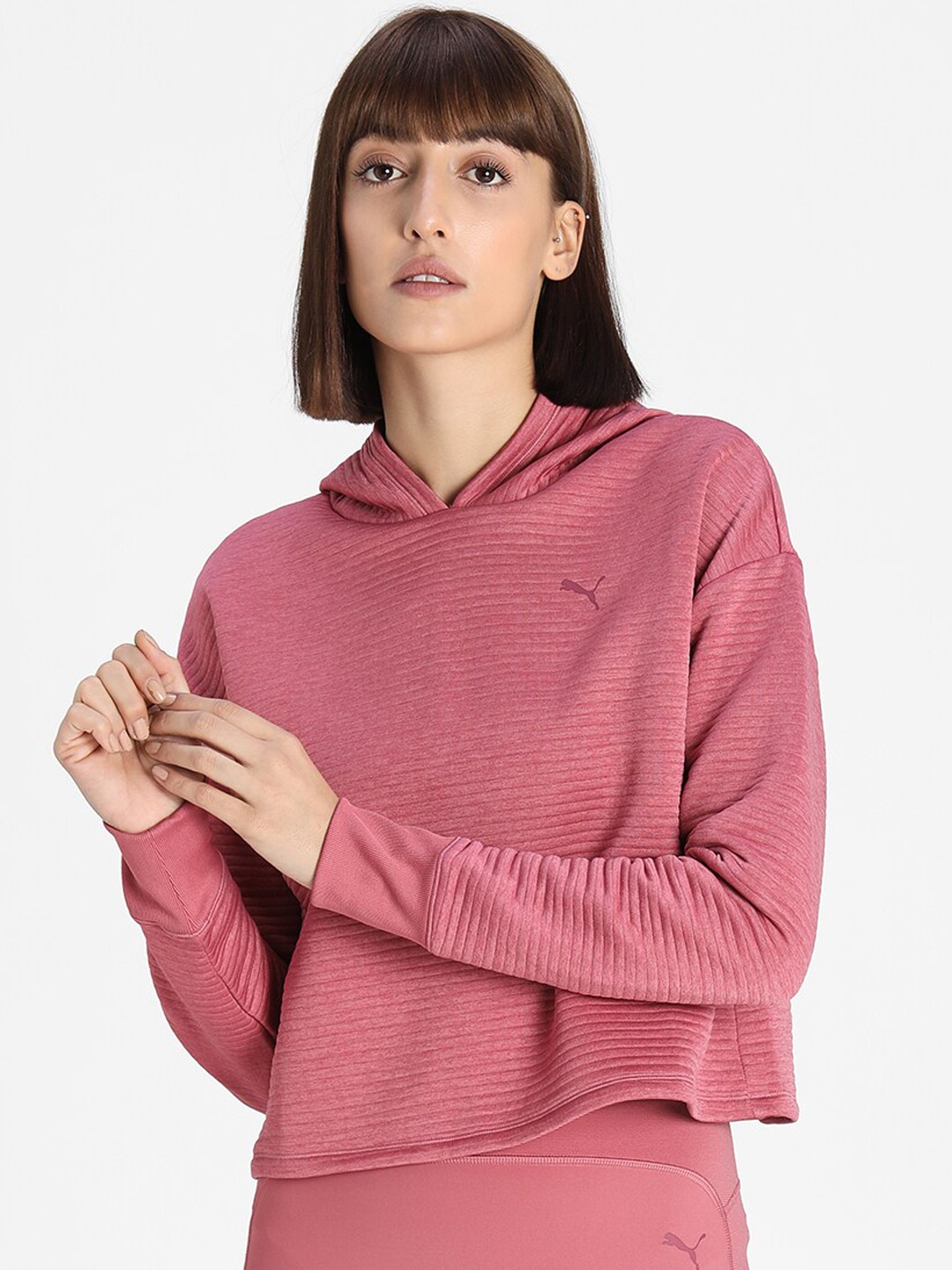 

Puma Women Regular Fit Hooded Yoga Sweatshirt, Mauve