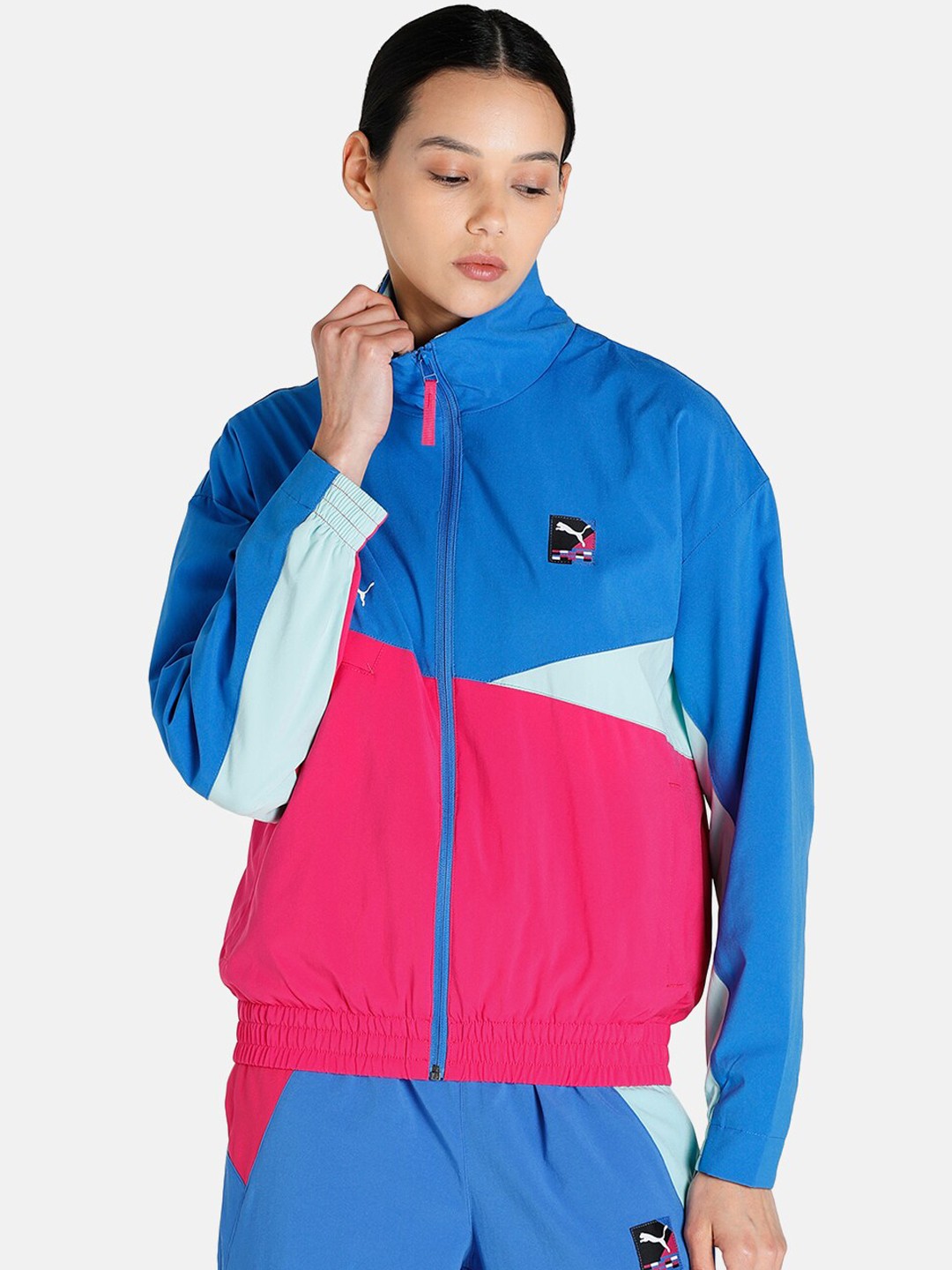 

Puma Women Blue Colourblocked Padded Jacket