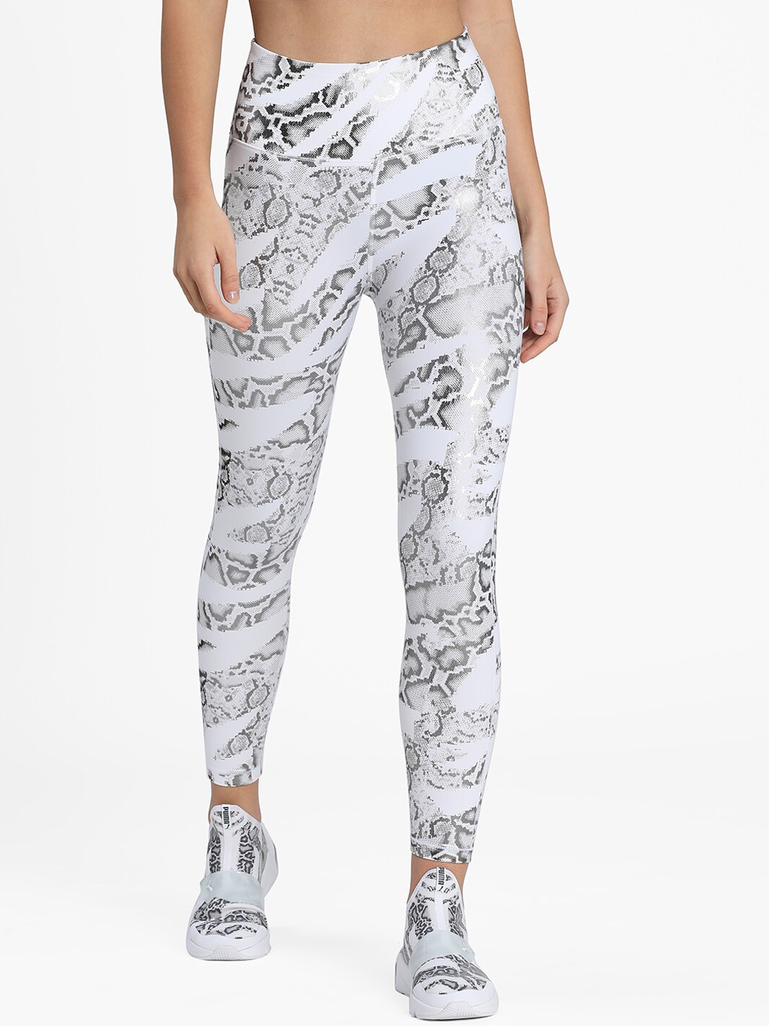 

Puma Women White & Grey Untamed Printed 7/8 Training Tights