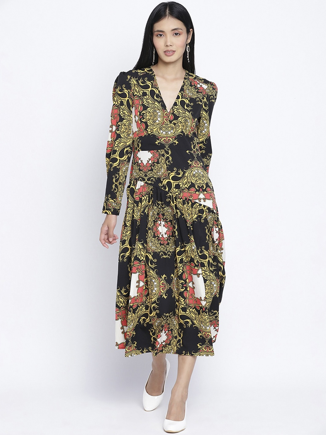 

Oxolloxo Multicoloured Printed Satin Midi Dress, Multi