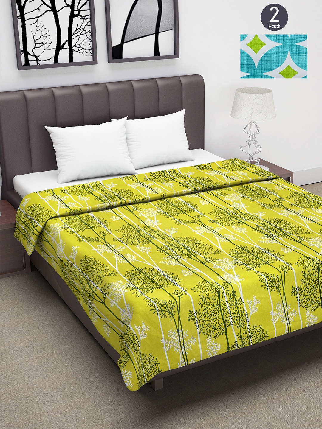 

Divine Casa Set of 2 Green & White Mild Winter 120 GSM Double Bed Dohar