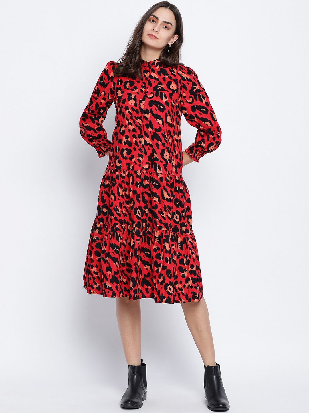 

Oxolloxo Red & Black Animal Midi Dress