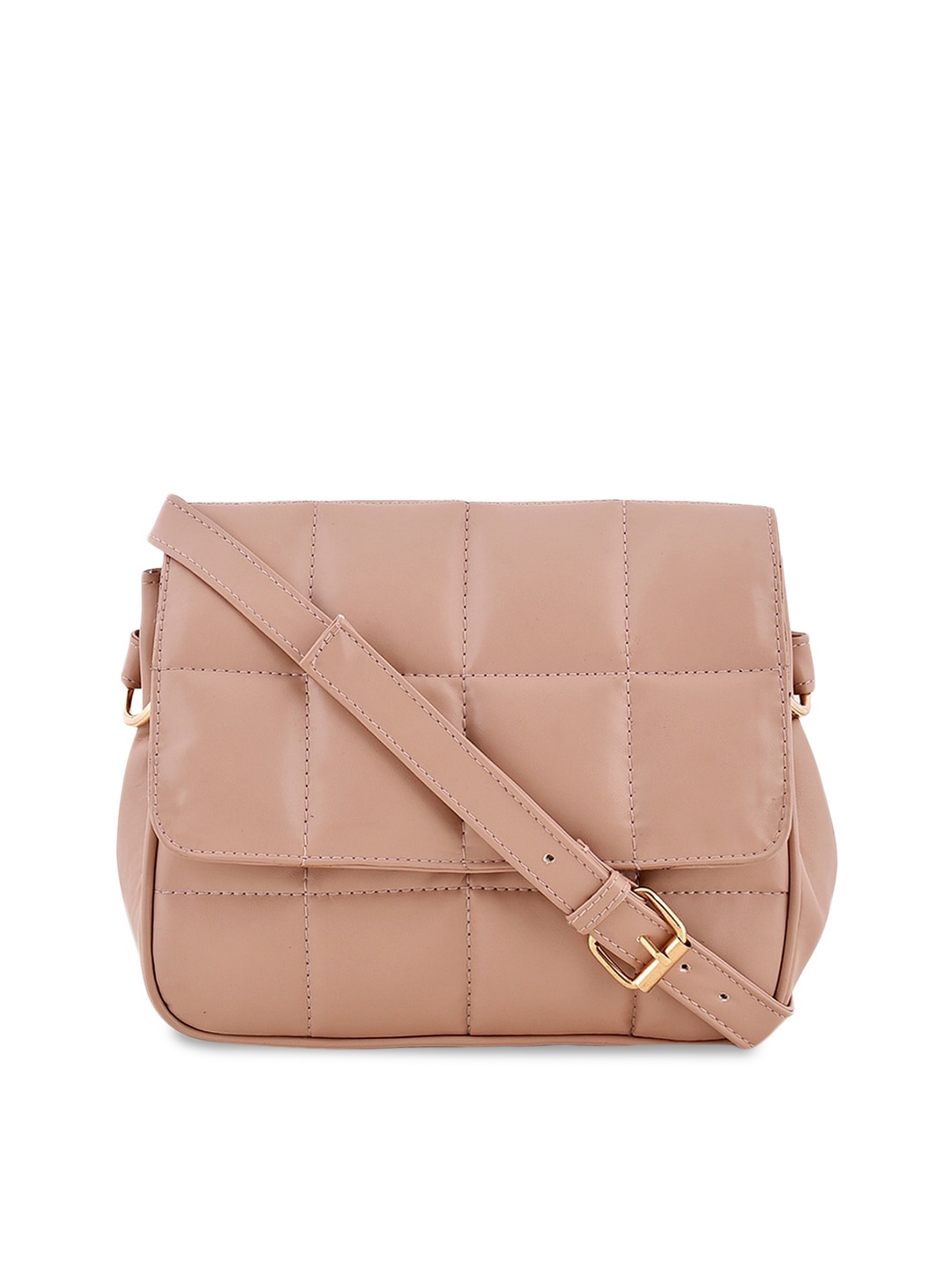 

Lychee bags Peach-Coloured PU Structured Sling Bag with Quilted