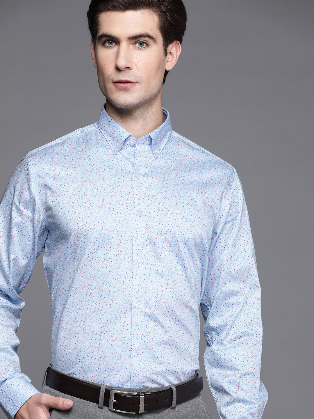

Louis Philippe Men Blue Slim Fit Printed Formal Shirt