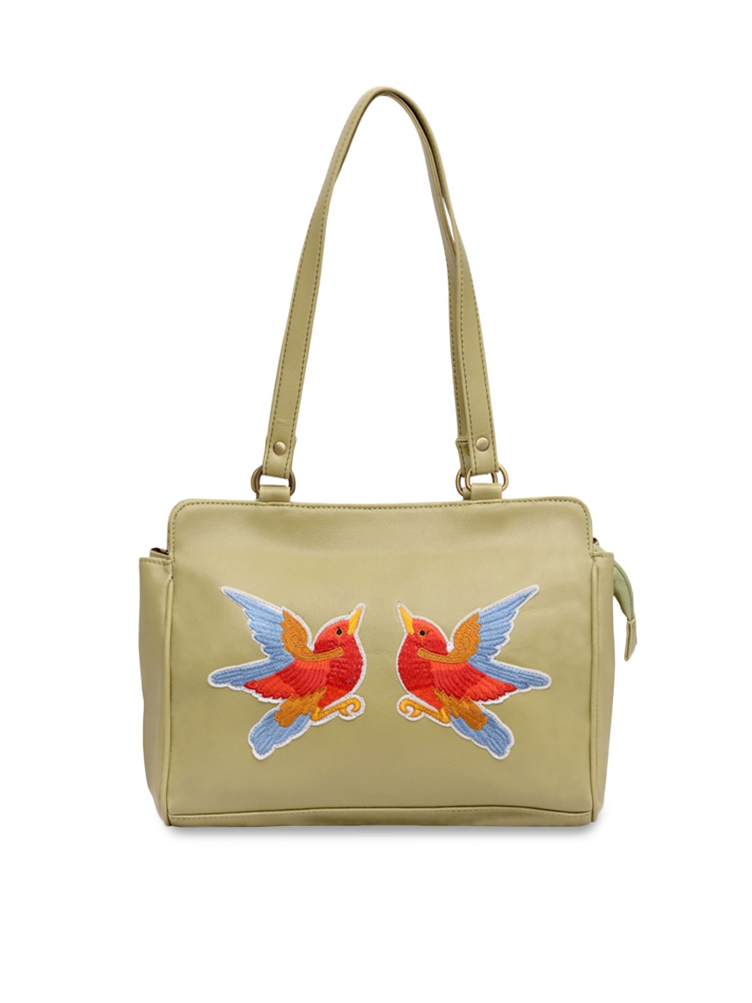 

Pink Potato Women Beige Patchwork Handheld Bag