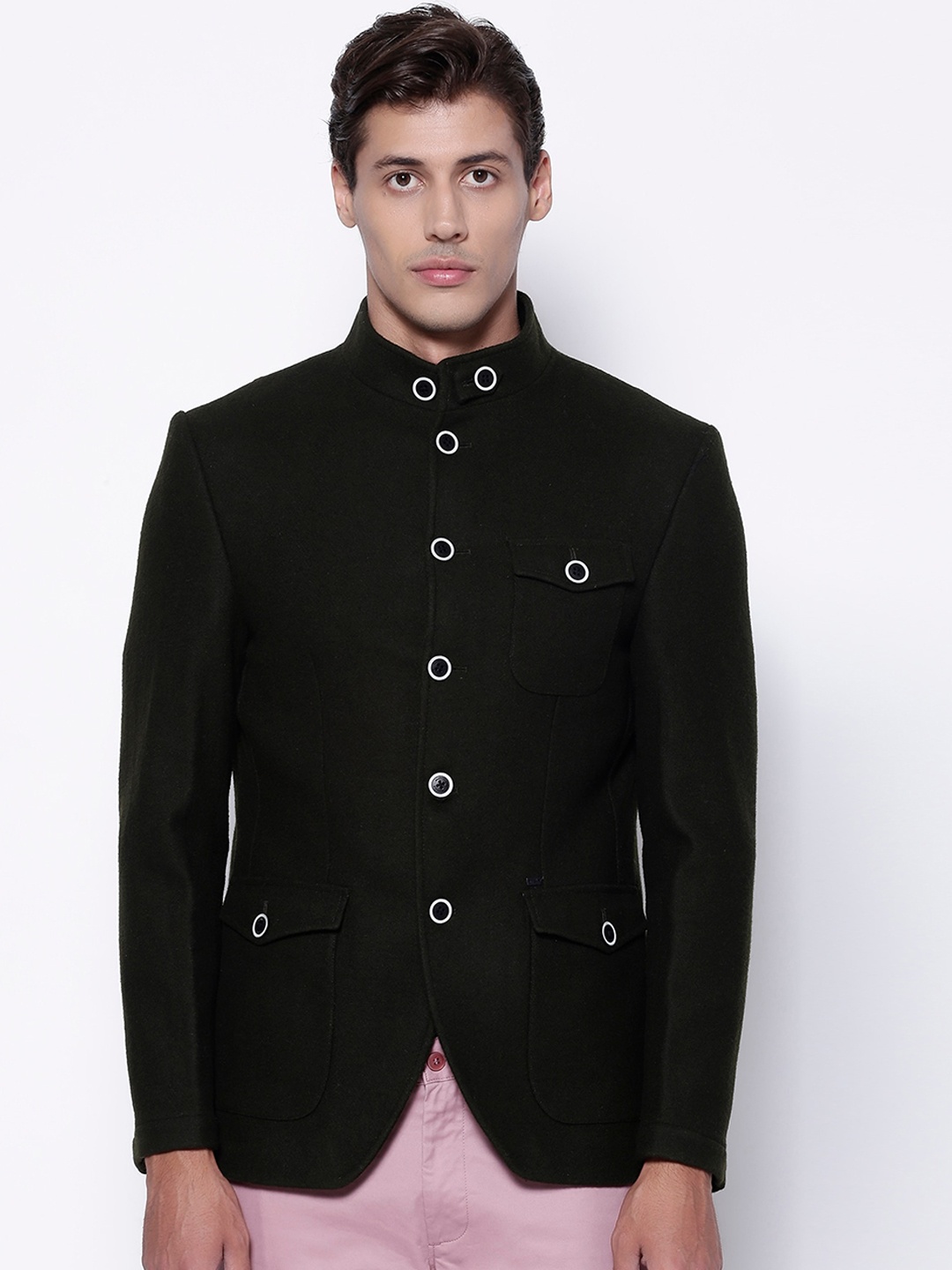 

Blackberrys Men Olive Green Tailored Jacket