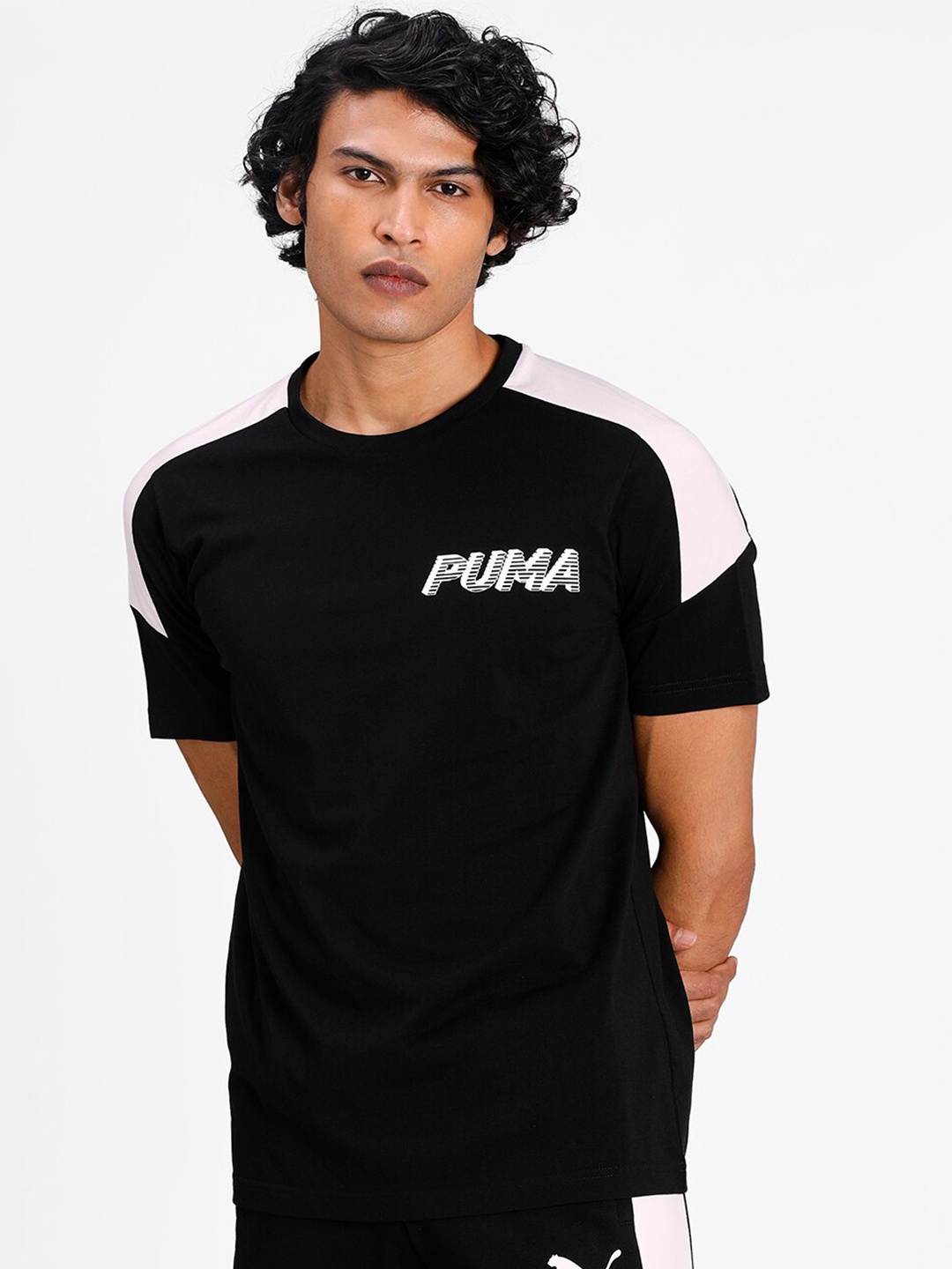 

Puma Men Black Colourblocked T-shirt