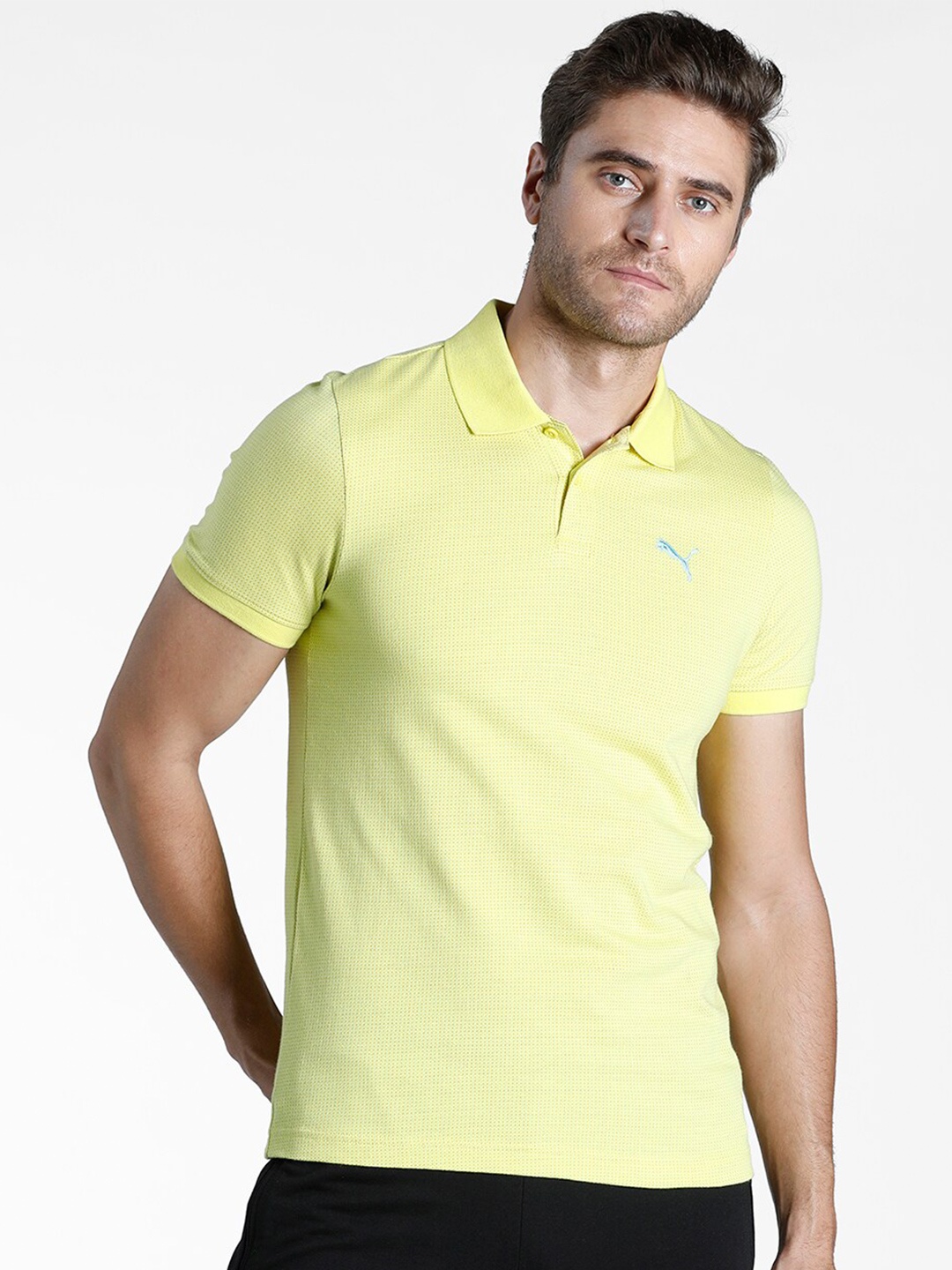 

Puma Men Yellow Polo Collar T-shirt