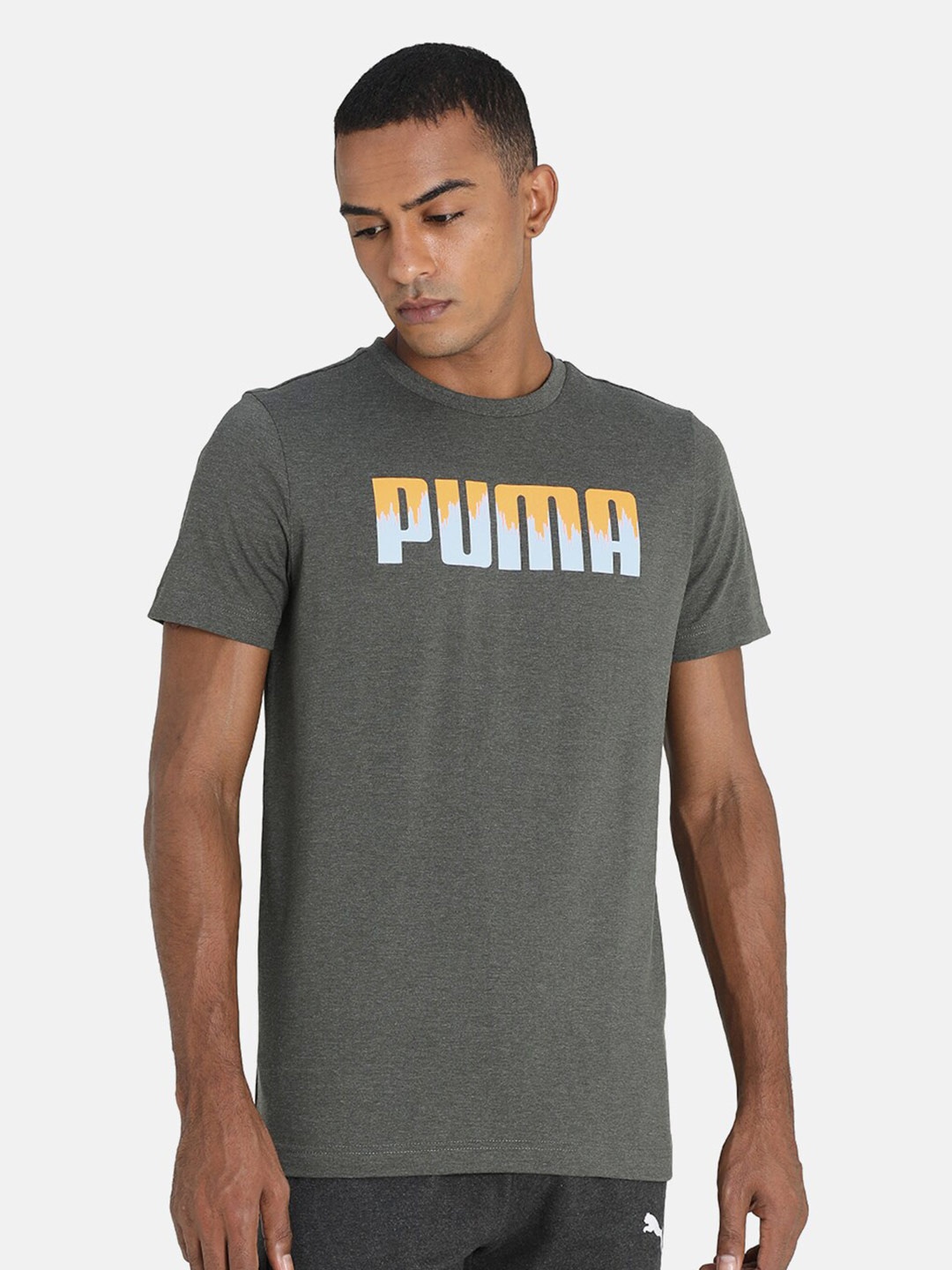 

Puma Men Slim Fit Brand Logo Printed T-shirt, Green