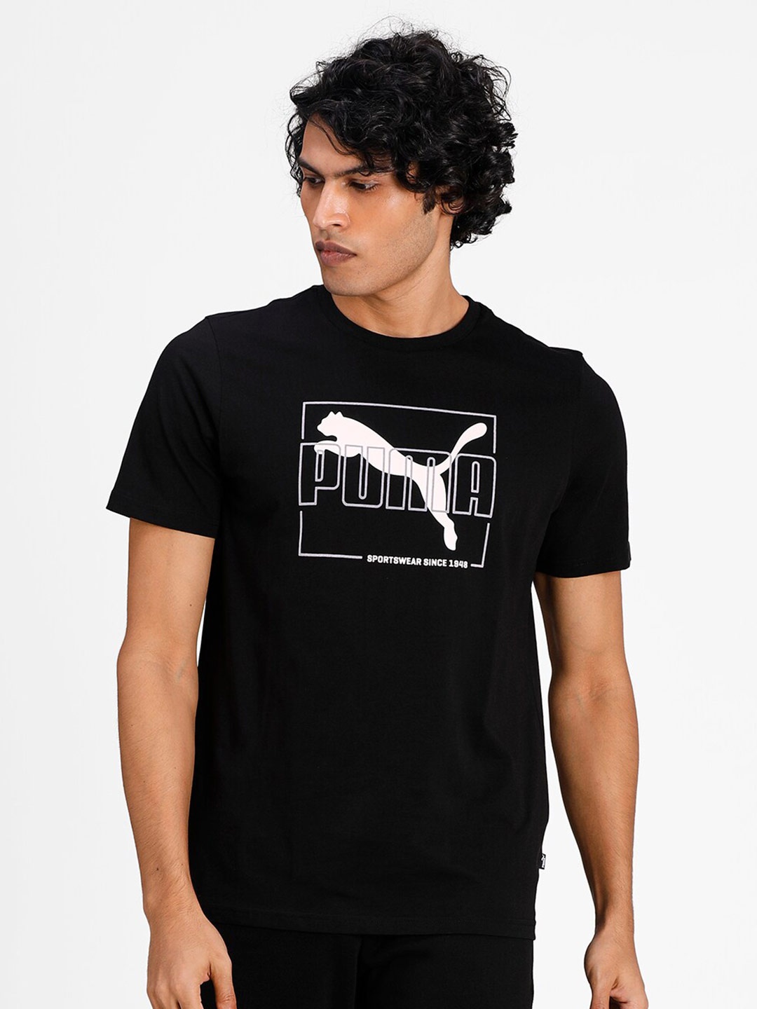 

Puma Brand Logo Printed Regular Fit T-shirt, Black