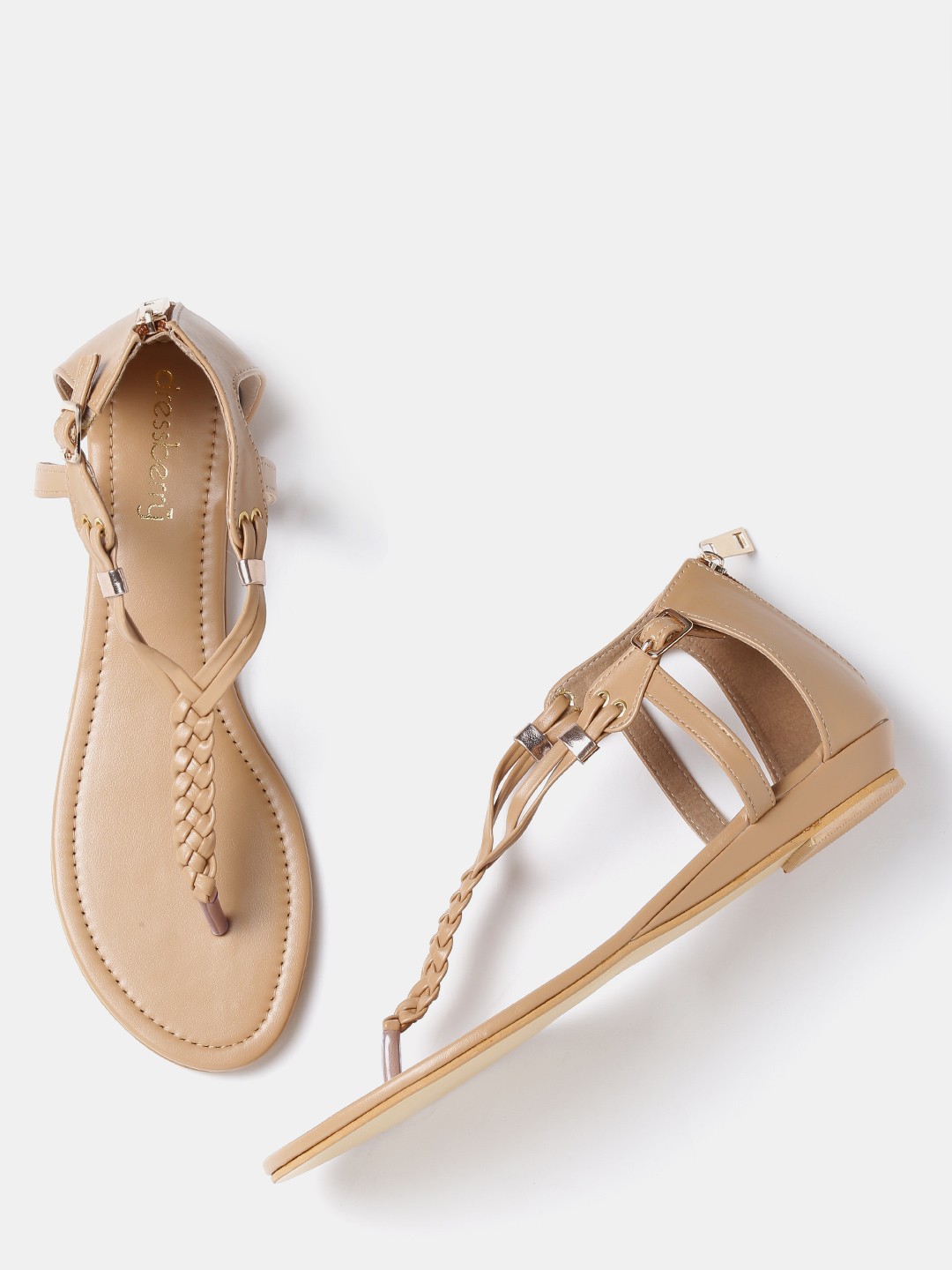 

DressBerry Women Beige Braided Flats