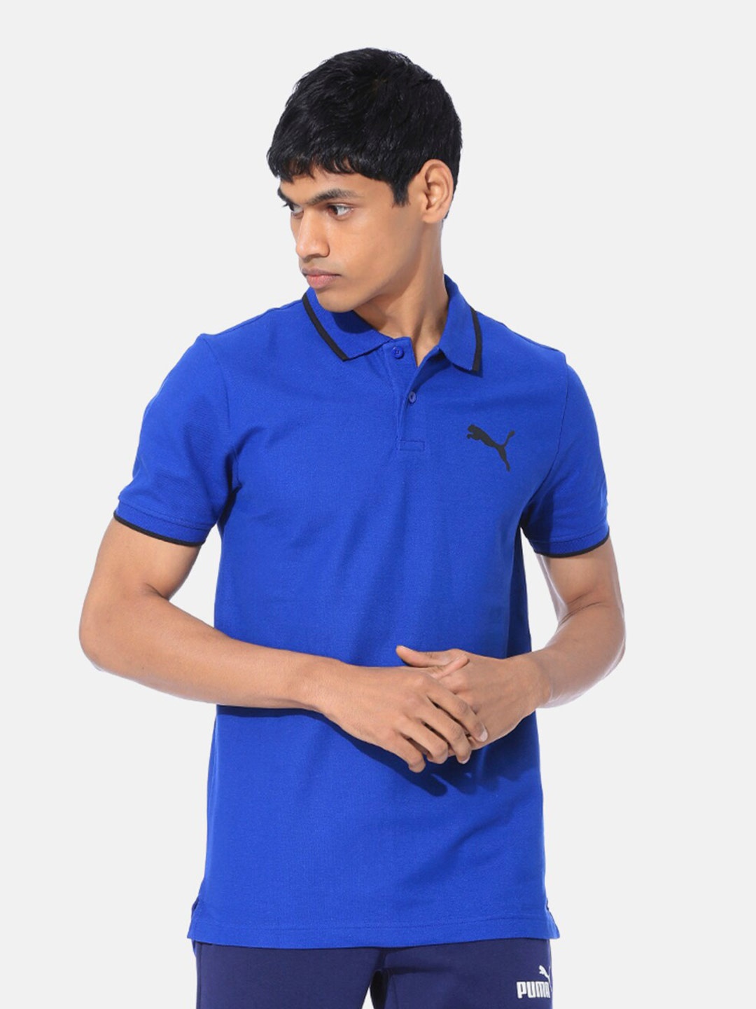 

Puma Men v Blue Brand Logo Polo Collar T-shirt