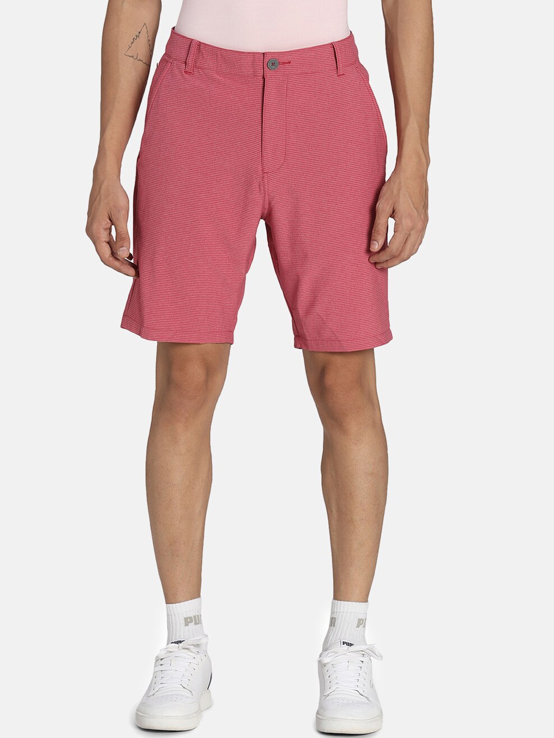 

Puma Men Red Striped Regular Shorts