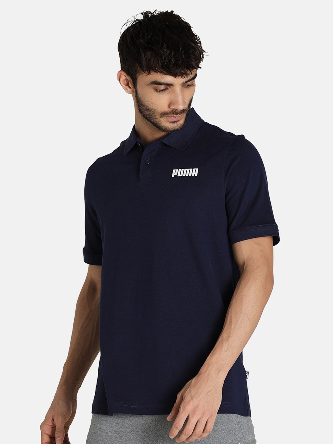

Puma Men Essentials Pique Navy Blue Brand Logo Regular Fit T-shirt
