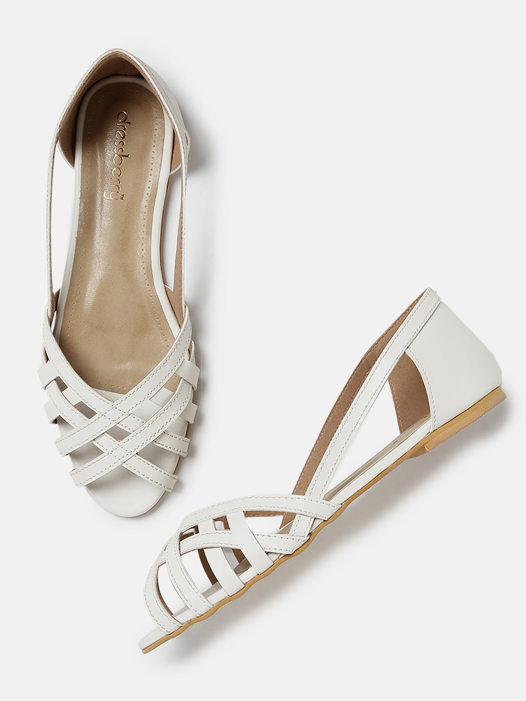 

DressBerry Women White Solid Flats