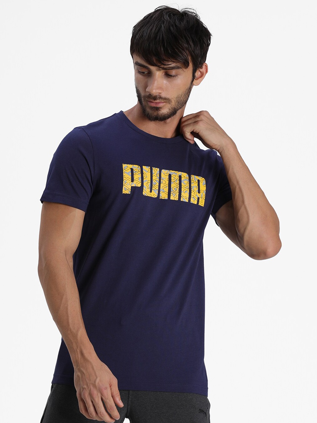 

Puma Men Blue XI Brand Logo Printed Slim Fit T-shirt