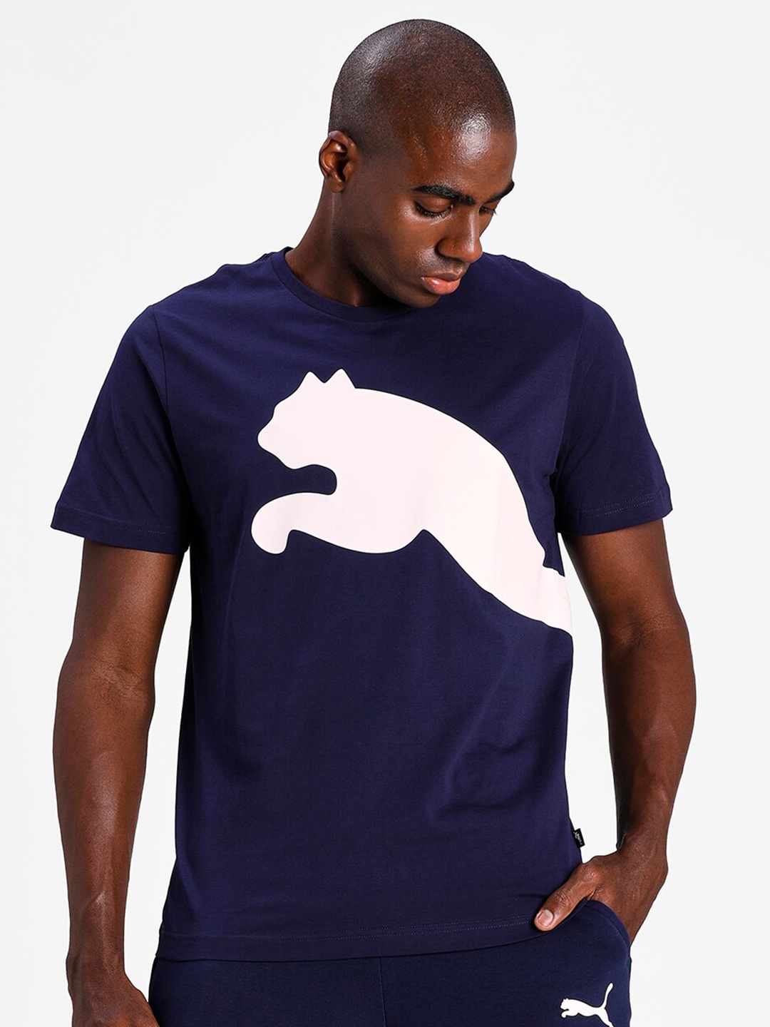

Puma Men Navy Blue Big Logo Printed T-shirt