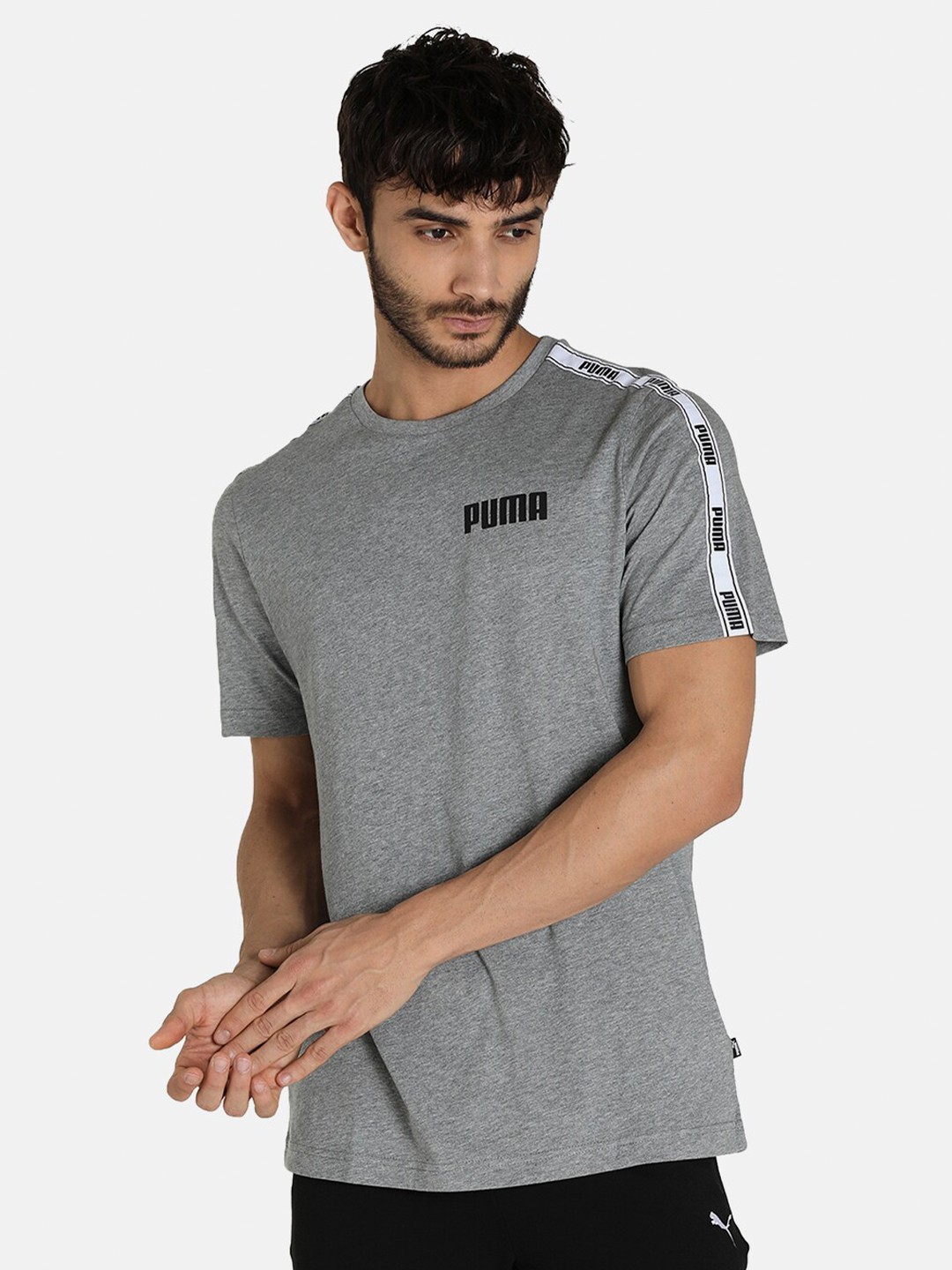 

Puma Men Grey Tape Regular Fit T-Shirt
