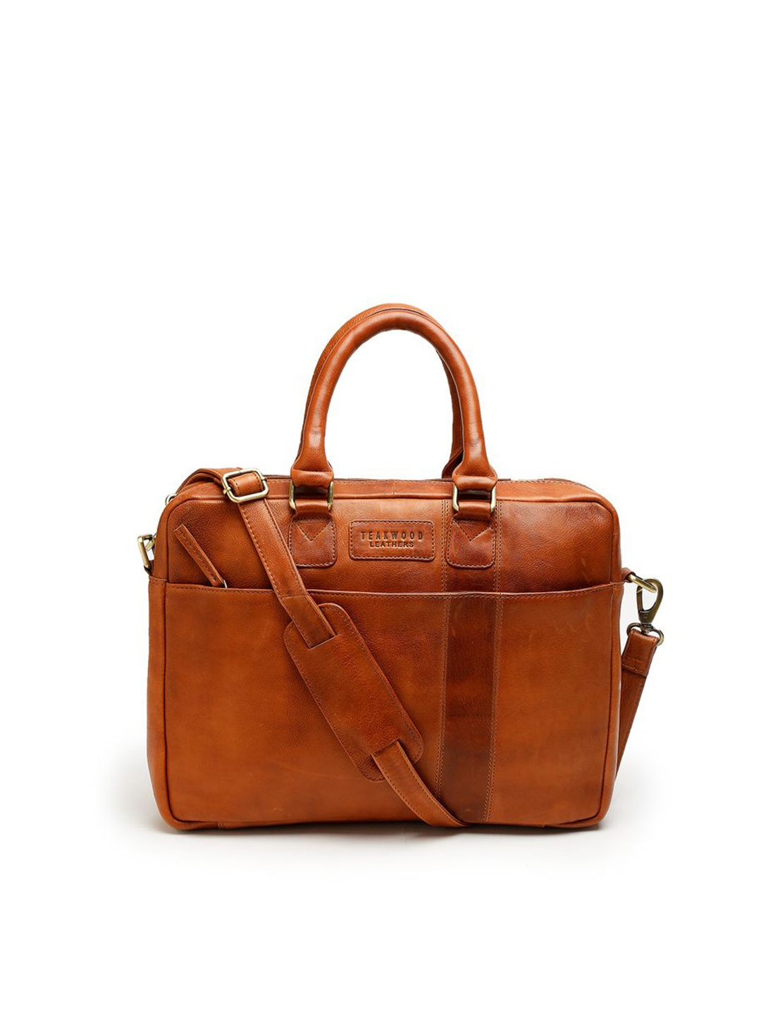 

Teakwood Leathers Unisex Brown Leather Laptop Bag With Detachable Strap
