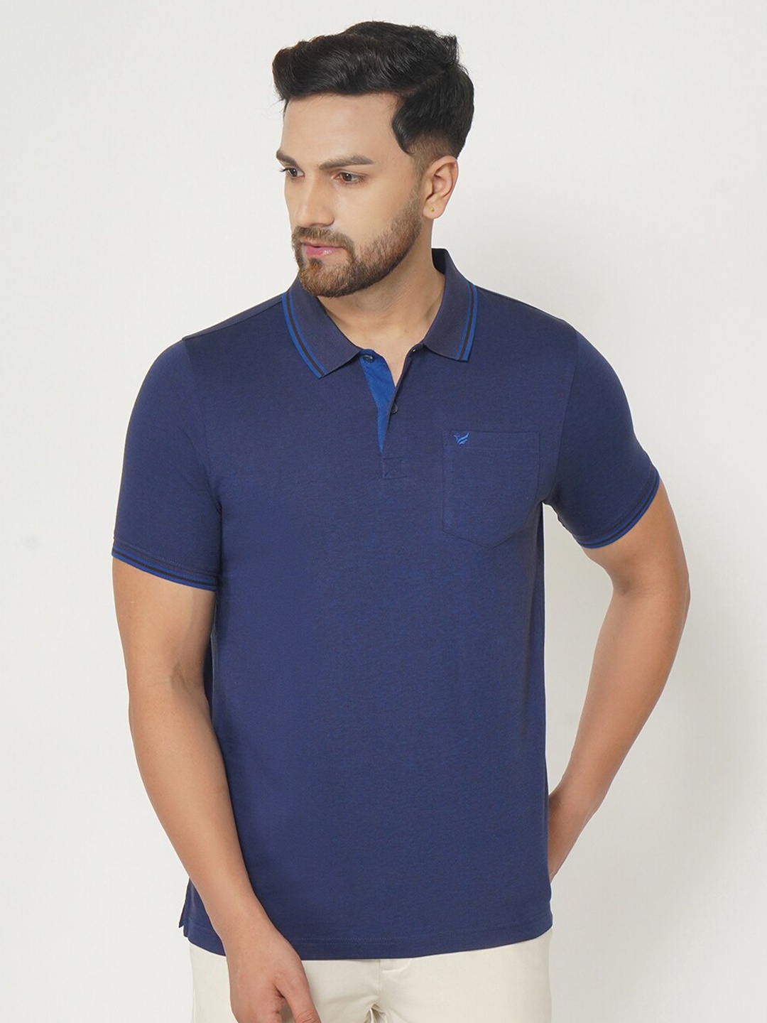 

Blackberrys Men Blue Polo Collar Slim Fit T-shirt