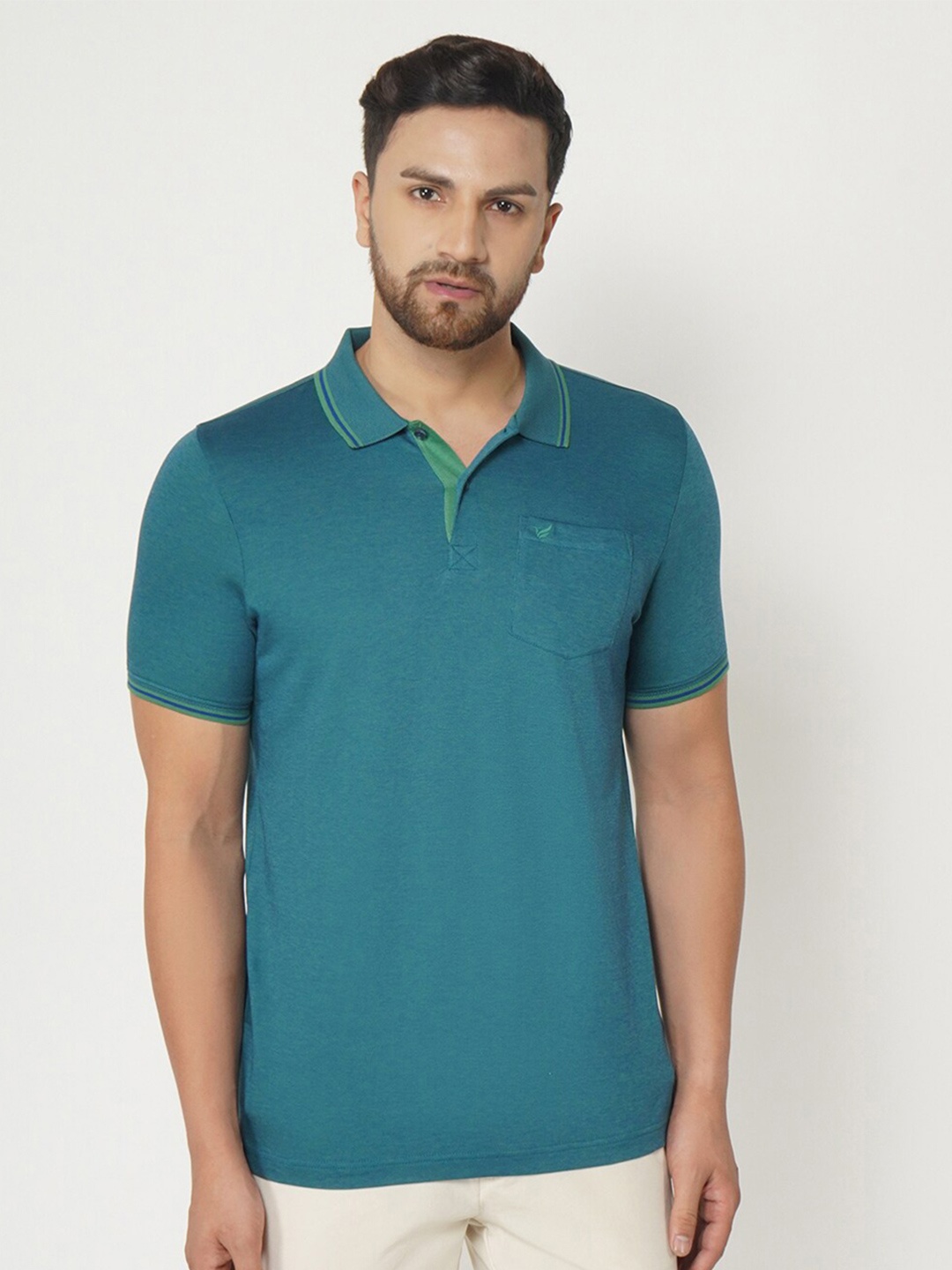 

Blackberrys Men Green Polo Collar Slim Fit T-shirt