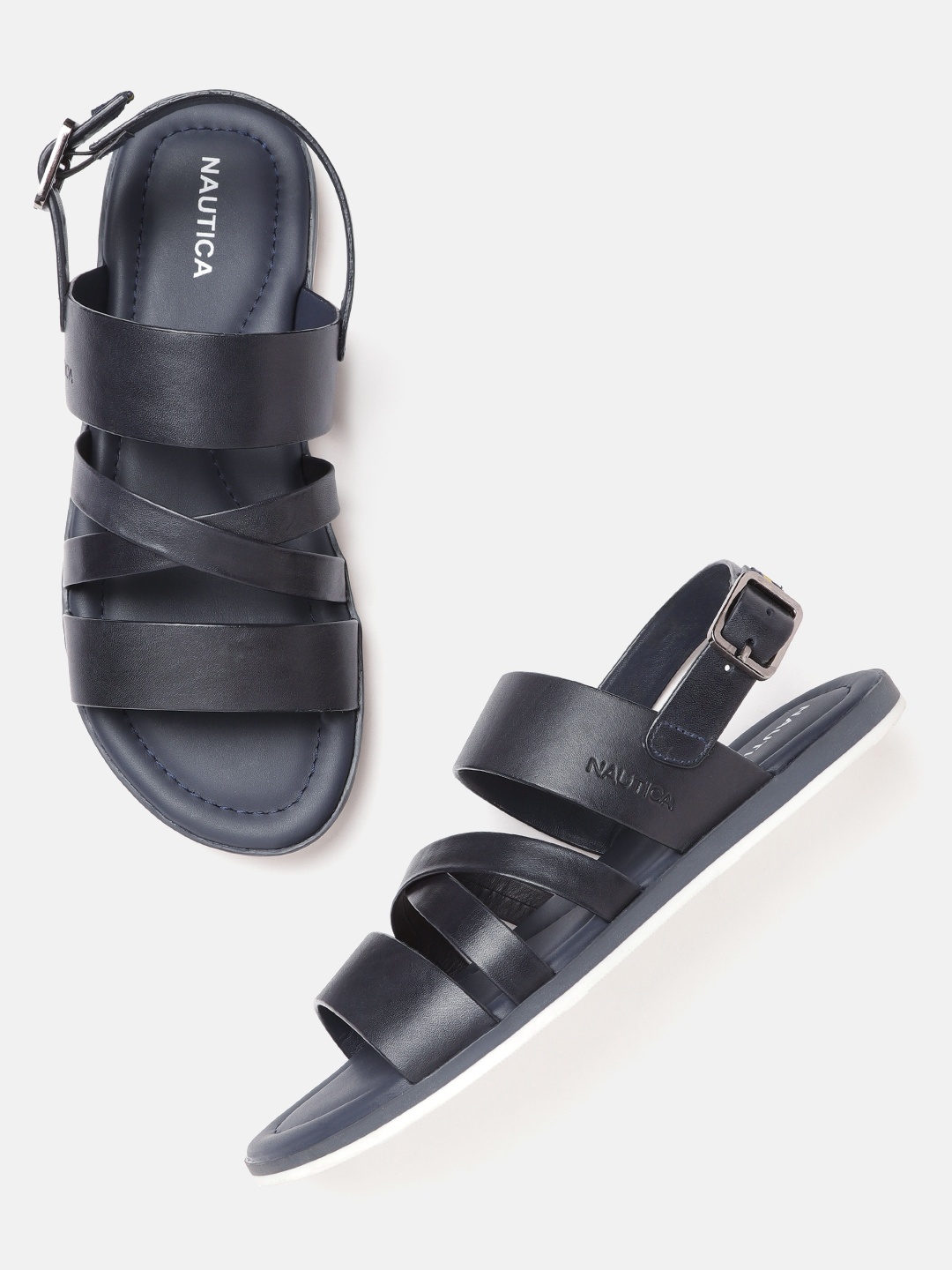 

Nautica Men Navy Blue Solid Comfort Sandals