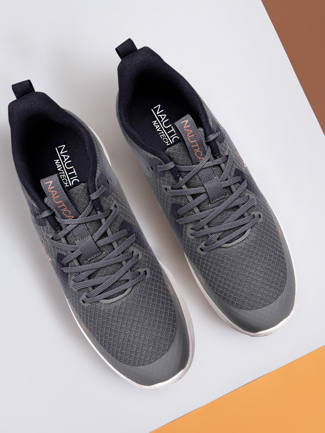 

Nautica Men Charcoal Grey Woven Design Sneakers