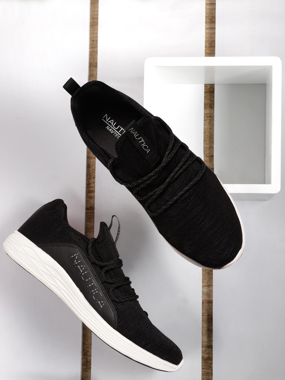 

Nautica Men Black Woven Design Sneakers