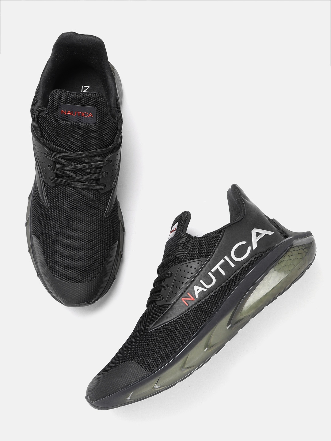 

Nautica Men Black Solid Woven Design Lace-Ups Sneakers