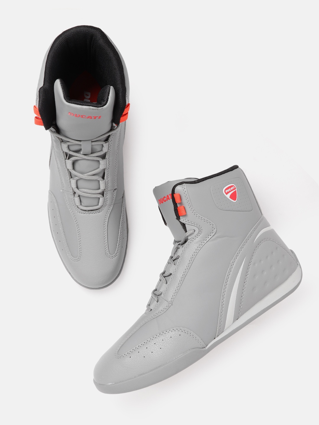 

Ducati Men Grey Solid Mid-Top Sneakers