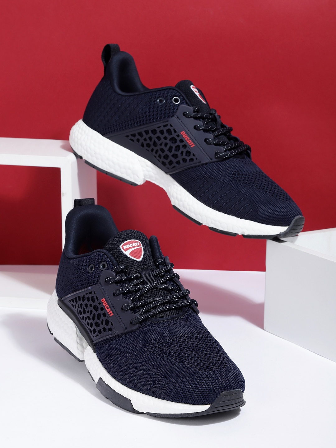 

Ducati Men Navy Blue Woven Design Sports Shoes
