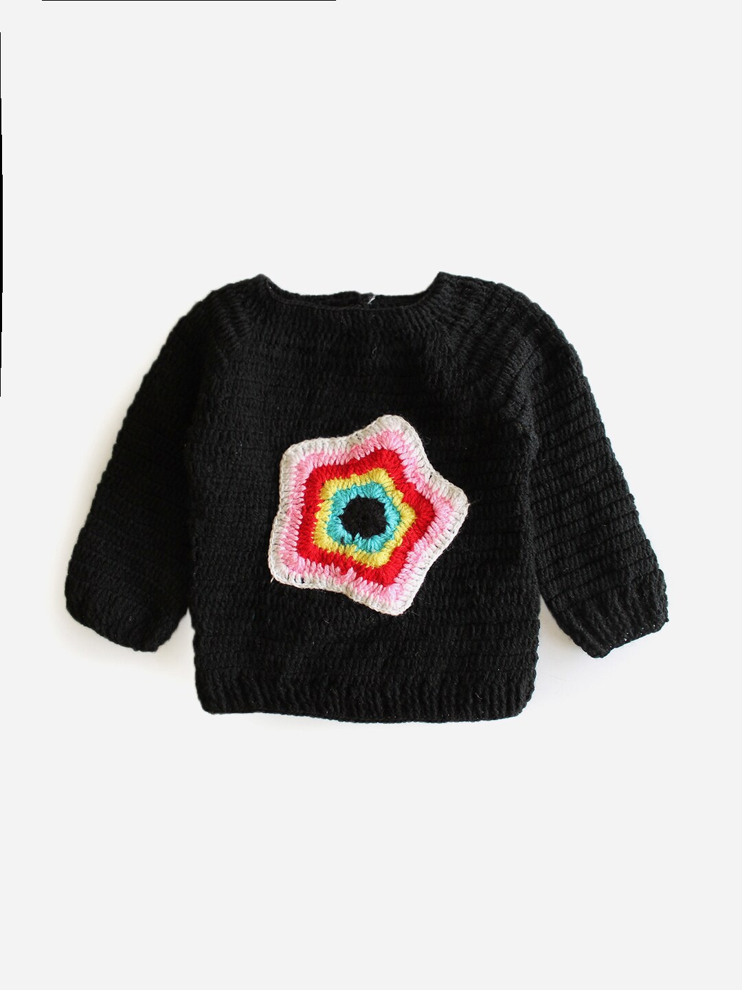 

Woonie Infant Girls Black & Pink Handmade Pullover