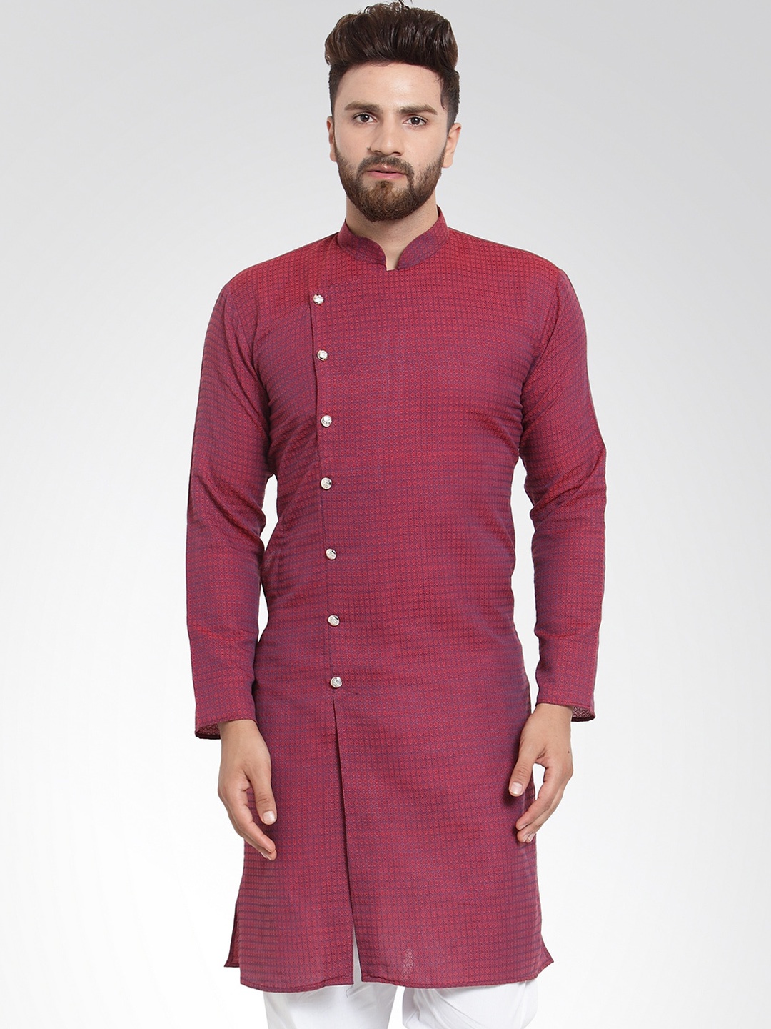 

Jompers Men Maroon Angrakha Kurta